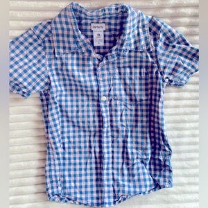 Carter’s 4T Short Sleeve Blue Pink Checkered Button Down Dress Shirt